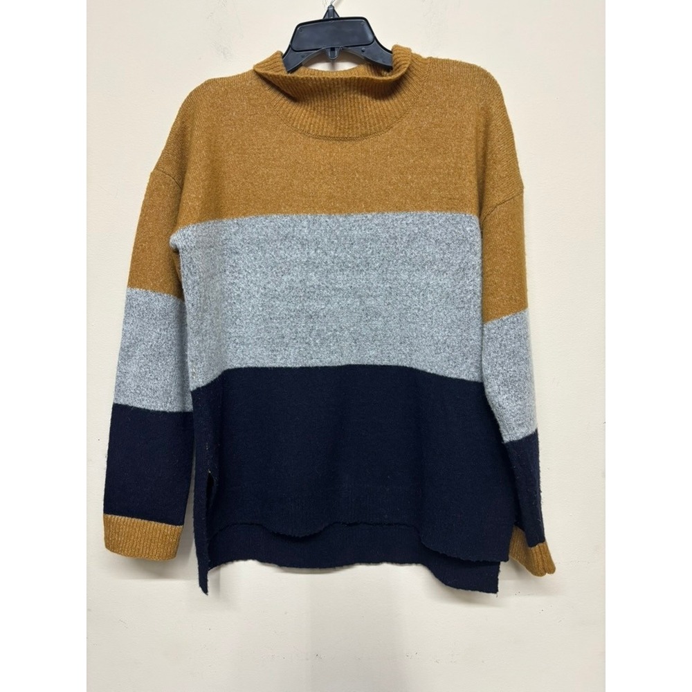 Jason Maxwell Colorblock Mock Neck‎ Oversized Cozy Slouchy Knit Sweater M